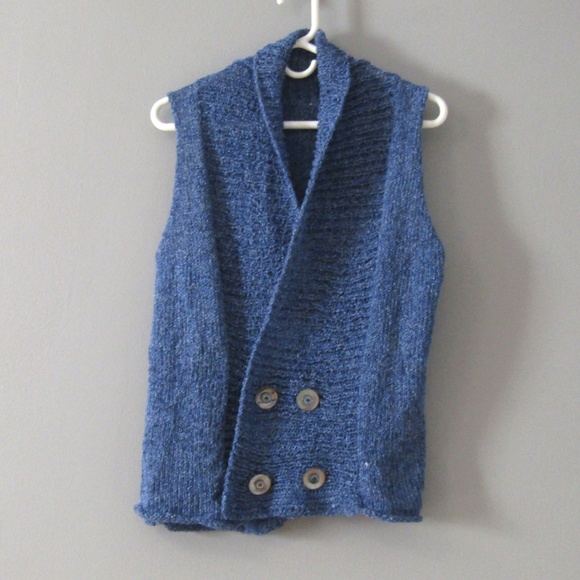 NEW Amy Brill Crossover Knit Vest Sweater Blue - Picture 2 of 6
